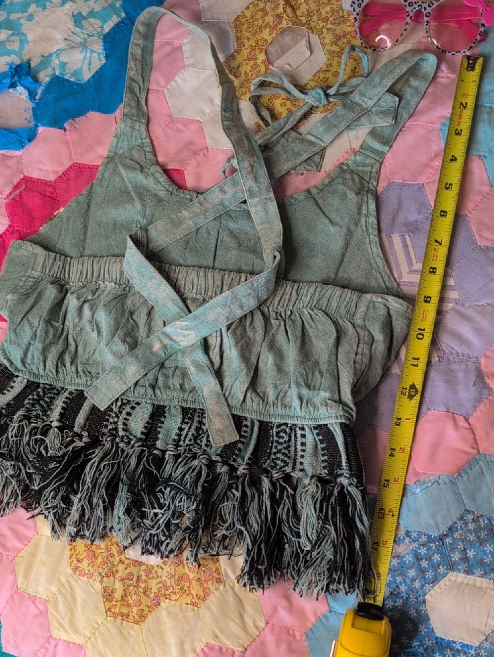POL NEW ARRIVAL Sage Green Lace-Up Fringe Festival Tank Top🥰 Just In 🧑🎤NIB❣️ - Picture 16 of 17